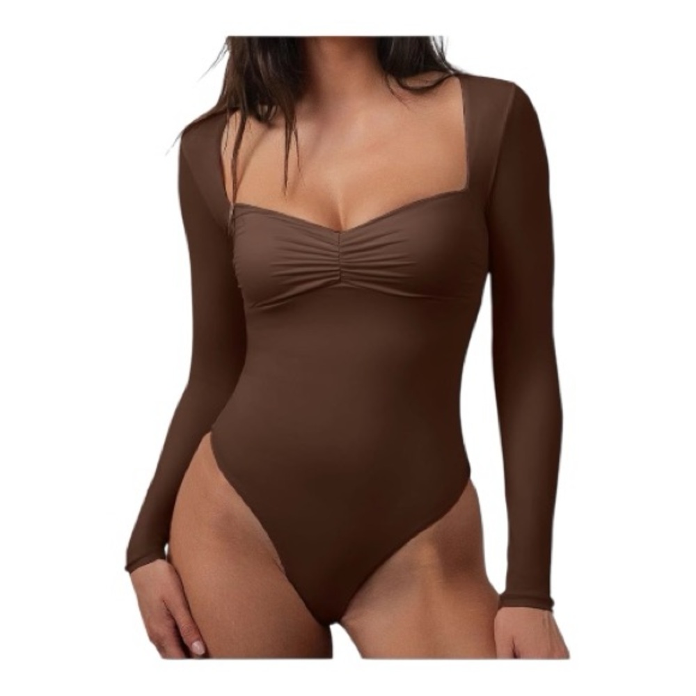 CHYRII Womens Sexy Square V Neck Bodysuit M